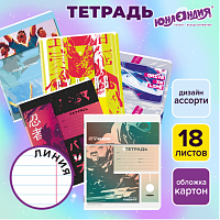 Тетрадь 18 л. ЮНЛАНДИЯ, линия, обложка картон, STREET STYLE, 107303
