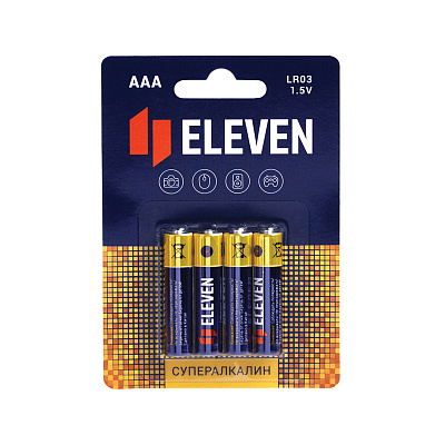 Батарейка Eleven SUPER AAA (LR03) алкалиновая, BC4