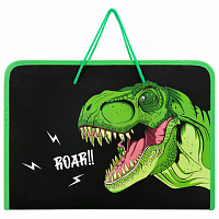 Папка для труда на молнии с ручками ПИФАГОР А4, 1 отд., пластик, органайзер, Dino roar, 272230