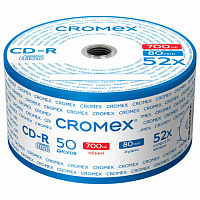 Диски CD-R CROMEX 700Mb 52x Bulk (термоусадка без шпиля), КОМПЛЕКТ 50 шт., 513773
