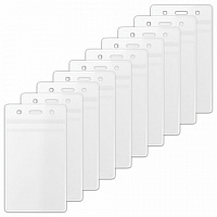 Бейджи вертикальные с ZIP LOCK-замком (89x54 мм), КОМПЛЕКТ 10 шт, без держателя, BRAUBERG, 238785