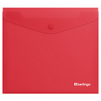 Папка-конверт на кнопке Berlingo "Soft Touch", А5+, 200мкм, софт-тач, коралловая