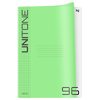 Тетрадь 96л., А4 клетка BG "UniTone. Neon", пластиковая обложка, неон салатовый