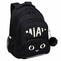 Рюкзак GRIZZLY школьный, укреп. спинка, 3 отделения, д/дев., MIAW, фиолет., 39х30х20 см, RG-562-1/3
