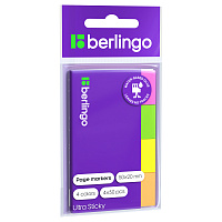 Флажки-закладки Berlingo "Ultra Sticky", 20*50мм, 50л*4 неоновых цвета