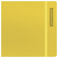 Скетчбук для акварели 40л., 145*145 BG "Bright. Yellow", кожзам, на резинке, 200г/м2