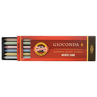 Грифели цветные для цанговых карандашей Koh-I-Noor "Gioconda", 5,6мм, металлик ассорти, 6шт., пластик коробвый