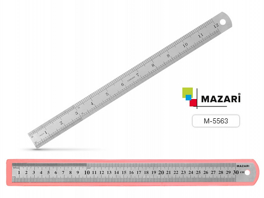 Линейка металлическая 30 см MAZARI  M-5563