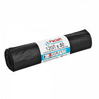 Мешки для мусора 120 л, черные, в рулоне 50 шт., ПВД, 20 мкм, 70х110 см, PACLAN "Professional", 1338507