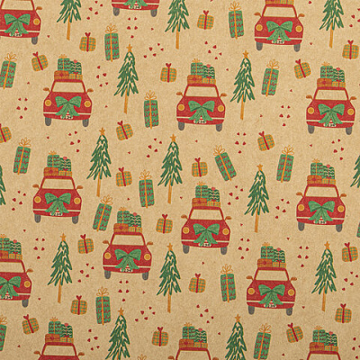 Бумага упаковочная новогодняя "Christmas Kraft", 70х100 см, 10 дизайнов ассорти, ЗОЛОТАЯ СКАЗКА, 592053