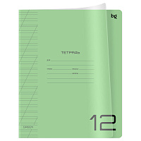 Тетрадь 12л., косая линия BG "UniTone. Green", пластиковая прозрачная обложка