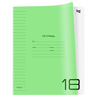 Тетрадь 18л., линия BG "UniTone. Neon", пластиковая обложка, неон салатовый