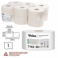 Бумага туалетная 200 м, VEIRO Professional (Система T2), КОМПЛЕКТ 12 шт., Basic, T102