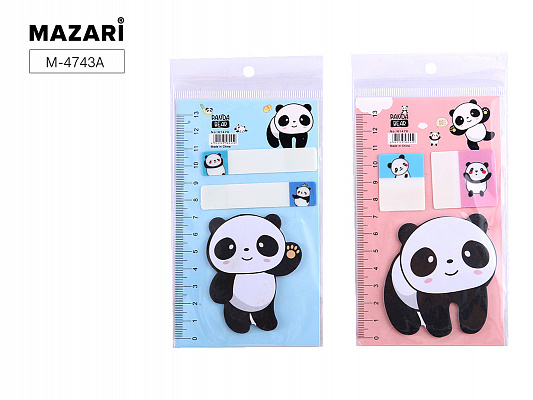 Набор закладок с клеевым краем Mazari PANDA BEAR 8,5х14,3 см, ОПП-упаковка  M-4743