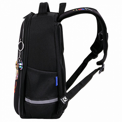 Ранец BRAUBERG LIGHT, 1 отделение, с брелком, "Neon drift", 36х26х13 см, 272027