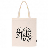 Сумка-шоппер BRAUBERG PREMIUM, канвас, 40х35 см, на кнопке, карман, бежевый, "Tic-tac-toe", 271902
