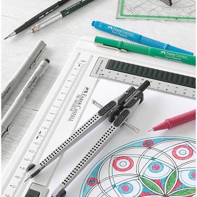 Циркуль Faber-Castell "Grip", + грифели, пластиковый футляр