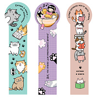 Закладки для книг, 3шт., 50*200мм, MESHU "Book cats"