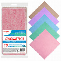 Салфетки для уборки из ПЛЮШЕВОЙ микрофибры 30х30 см, КОМПЛЕКТ 10 шт. "PASTEL", 250 г/м2, LAIMA HOME, 608445