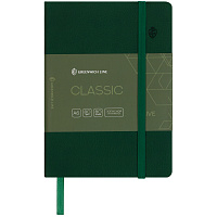 Записная книжка А6 80л. ЛАЙТ, кожзам, Greenwich Line "Classic. Olive", с резинкой, фактурное тиснение, блок в клетку