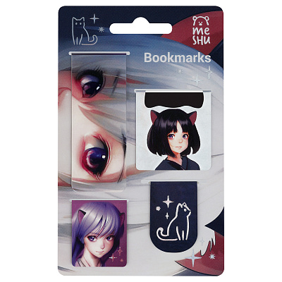 Закладки магнитные для книг, 4шт., MESHU "Neko"