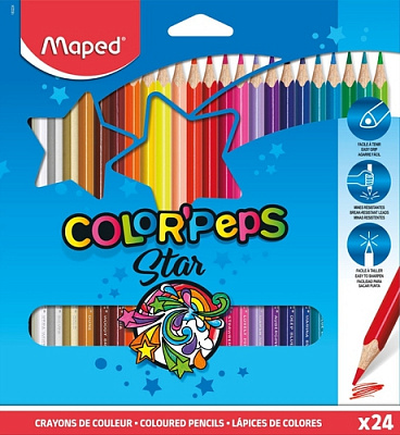 Карандаши цветные трёхгранные MAPED Color Peps 24 цвета европодвес  183224