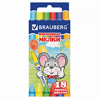 Восковые мелки BRAUBERG, 18 цветов, 222963