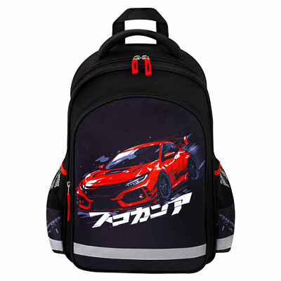 Рюкзак ПИФАГОР SCHOOL, 1 отделение, 3 кармана, Street race, 38x28х14 см, 273169