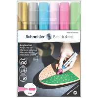 Набор маркеров акриловых Schneider "Paint-it 320", 4мм, ассорти, 6шт.