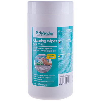 Салфетки DEFENDER, влажные для экранов в тубе 100 шт CLN30320
