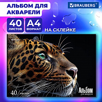 Альбом для акварели А4 40л., бумага 200 г/м, склейка, обложка картон, BRAUBERG, Дизай, 107130