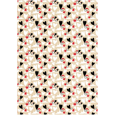 Упаковочная бумага крафт 70*100см, MESHU "Рождественский пингвин", 70г/м2