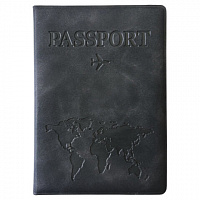 Обложка для паспорта "Passport Map", мягкая экокожа, графитовая, STAFF, 238875