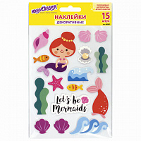 Наклейки из EVA "Русалки", 15 штук, ассорти, 13х21 см, ЮНЛАНДИЯ, 662681