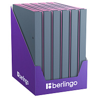 Папка на 2 кольцах Berlingo "Soft Touch Pro" A4, 25мм, 700мкм, D-кольца, с внутр. карманом, серая, внутр. лиловая, софт-тач