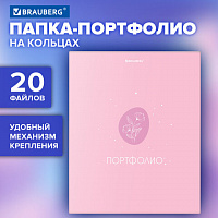 Папка-портфолио универсальная, 4 кольца, 20 файлов 10 вкладышей, 7БЦ матовая, BRAUBERG, Дизайн2, 117558