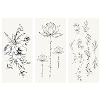 Наклейка-тату MESHU, "Flowers", 9*19см, 3 листа, инд. уп., европодвес