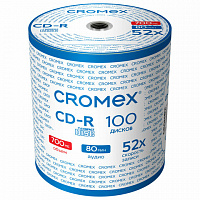 Диски CD-R CROMEX 700Mb 52x Bulk (термоусадка без шпиля), КОМПЛЕКТ 100 шт., 513779