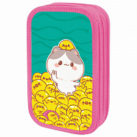 Пенал ЮНЛАНДИЯ, 3 отделения, картон с эффектом soft-touch, 19х11 см, Duck tales, 273500