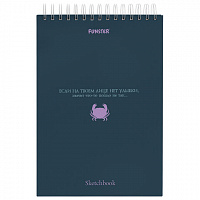 Скетчбук, белая бумага 100г/м2 140х201мм 60л, гребень, жёсткая подложка, BRAUBERG ART DEBUT, Ассорти 1, 116902