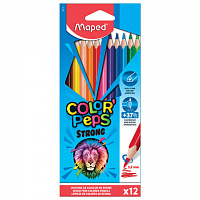 Карандаши цветные MAPED "COLOR PEP'S Strong", набор 12 цветов, грифель 3,2 мм, пластиковый корпус, 862712