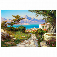 Картина стразами (алмазная мозаика) 60х80 см, ОСТРОВ СОКРОВИЩ "Город у моря", без подрамника, 663870