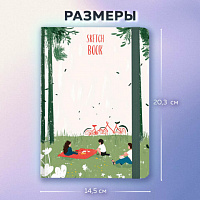 Скетчбук, белая бумага 120г/м 145х203мм, 80л, резинка, твердый, BRAUBERG ART DEBUT, Дизайн 1, 116896