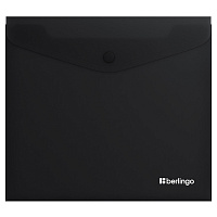Папка-конверт на кнопке Berlingo "Soft Touch", А5+, 200мкм, софт-тач, черная