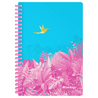 Бизнес-тетрадь A5, 80л., Berlingo "Flower Art", клетка, на силиконовом гребне, 80г/м2, пластик обложка 700мкм