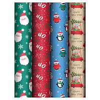 Упаковочная бумага глянц. 70*100см, MESHU "Marry Christmas", 80 г/м2, ассорти, 4 дизайна