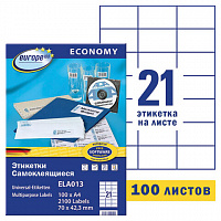 Этикетка самоклеящаяся 70х42,3 мм, 21 этикетка, белая, 70 г/м2, 100 л., Avery, Европа-100, ELA013