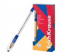 Ручка шариковая масляная с грипом ERICH KRAUSE "L-30" Gold Stick&Grip,СИНЯЯ,0,7мм,линия 0,26мм,61041