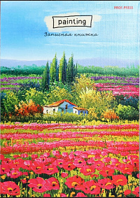 Книжка записная А6 48 листов ПРОФ-ПРЕСС Маковое Поле твердая обложка глянц. ламинация лён  48-6182