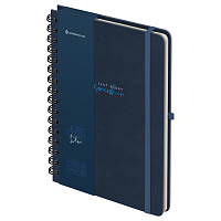 Записная книжка А5 96л., кожзам, на гребне, Greenwich Line "Just start. Blue", твердая обложка, тиснение фольгой, с петлей для ручки